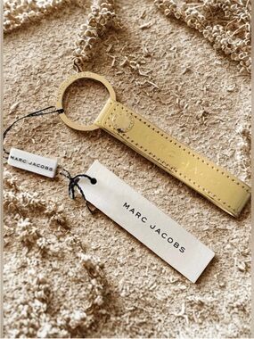 Marc Jacobs Gold Leather Strap Key Ring
